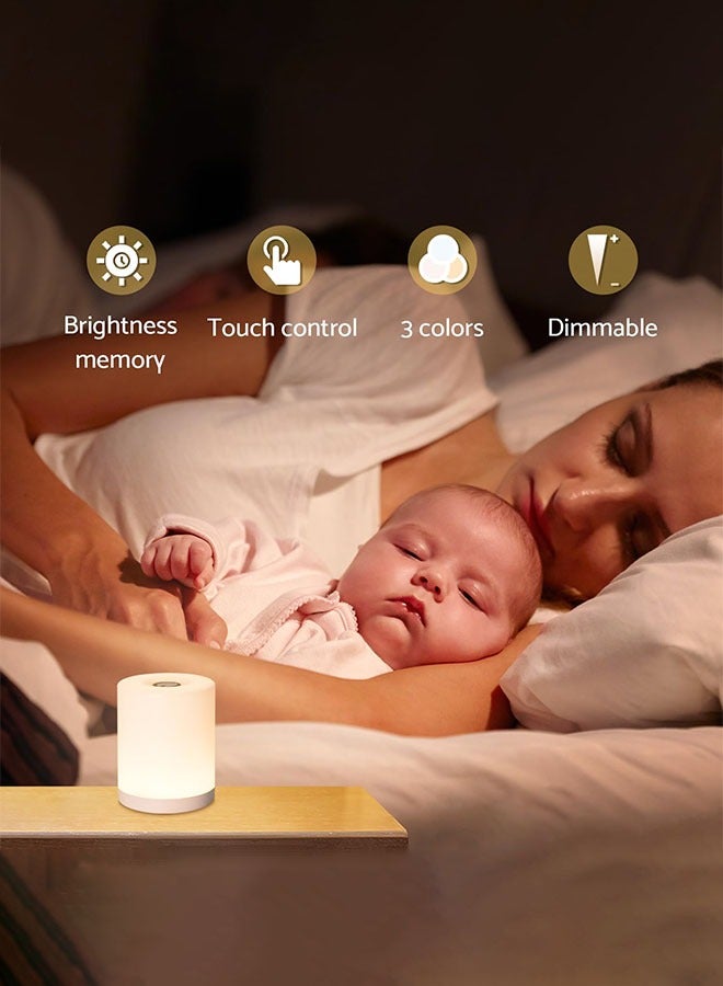 Touch Night Light for Baby Nursery, Small Cordless Lamp, Dimmable Portable Rechargeable Battery Operated Night Light, Wireless Bedside Mini Lamp for Bedroom, Bathroom - Image 3