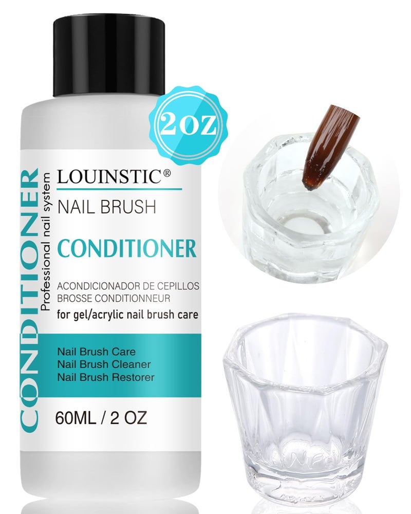 LOUINSTIC Nail Art Brush Cleaner 2 oz - Nail Brush Cleaner and Conditioner for Solid Gel Polish/Nail Extension Gel/Acrylic Nail Brushes, Quickly and Easily Acrylic Nail Brush Cleaner and Restorer - Image 1
