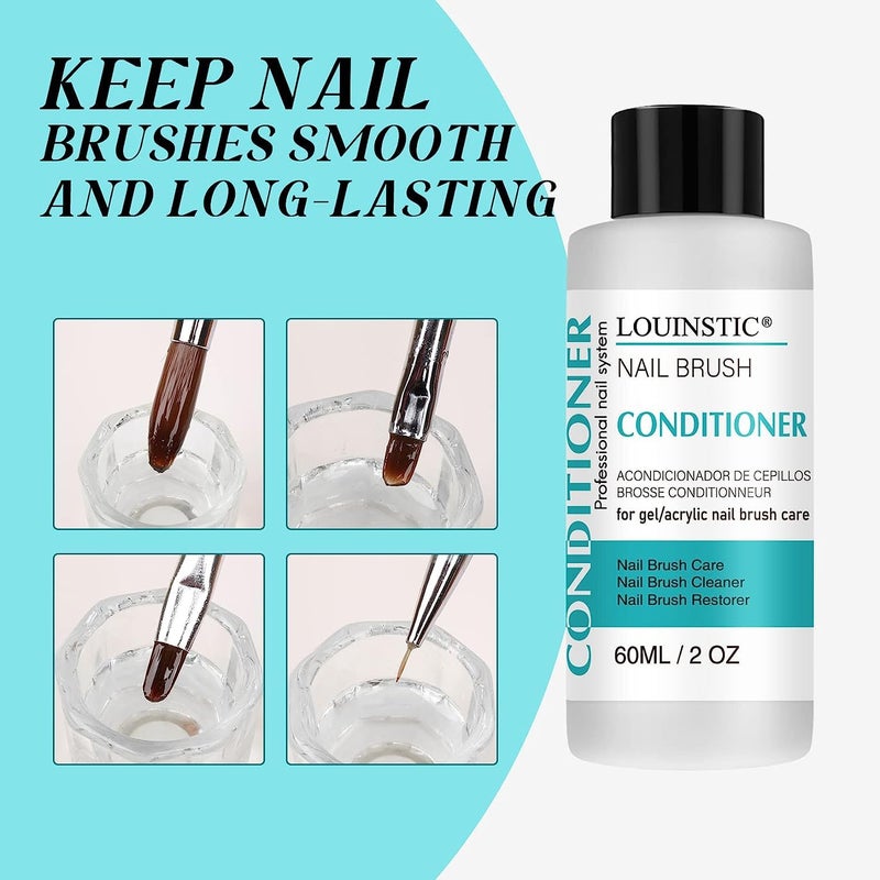 LOUINSTIC Nail Art Brush Cleaner 2 oz - Nail Brush Cleaner and Conditioner for Solid Gel Polish/Nail Extension Gel/Acrylic Nail Brushes, Quickly and Easily Acrylic Nail Brush Cleaner and Restorer - Image 5