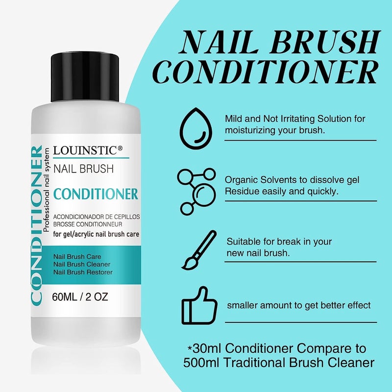 LOUINSTIC Nail Art Brush Cleaner 2 oz - Nail Brush Cleaner and Conditioner for Solid Gel Polish/Nail Extension Gel/Acrylic Nail Brushes, Quickly and Easily Acrylic Nail Brush Cleaner and Restorer - Image 4