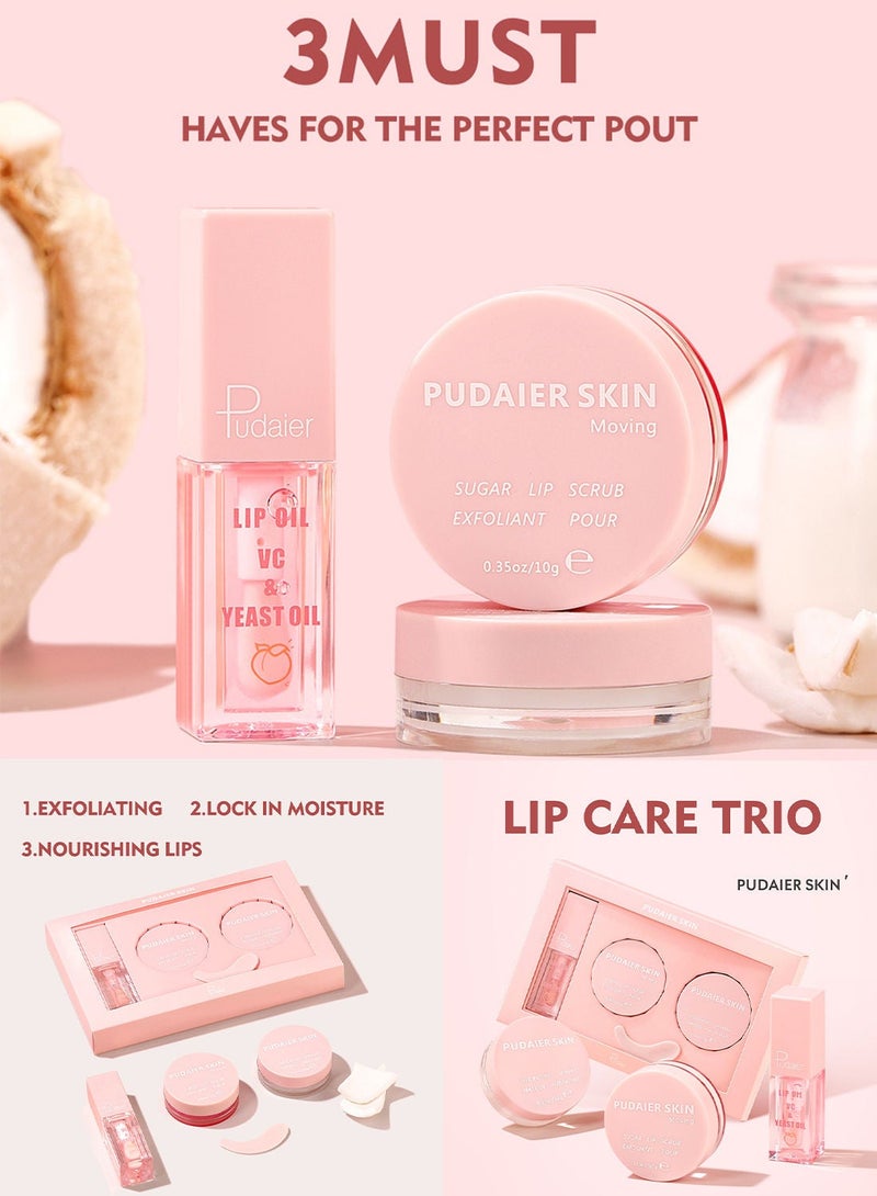 pudaier Lip Mask and Lip Scrub and Lip Oil Set Hydrating Moisturizing Nourishing Exfoliating Lip Plumping Lips Treatment Lip Care Set for Removing Lip Lines and Repairing Dry Lips - Image 5