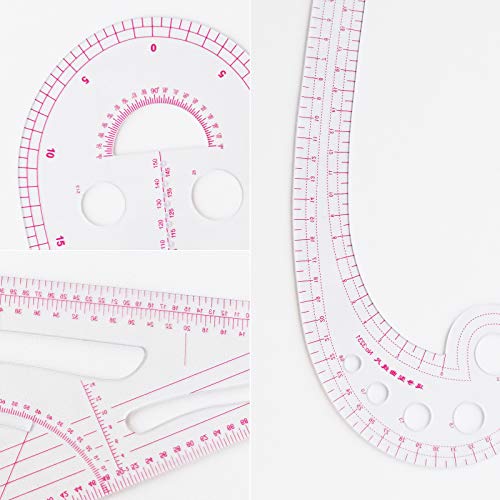 HLZC Fashion Clear Metric Sewing Ruler Set, French Curve Pattern Making Ruler Kit for Beginners Tailors Designers (4-Piece Set) - Image 4