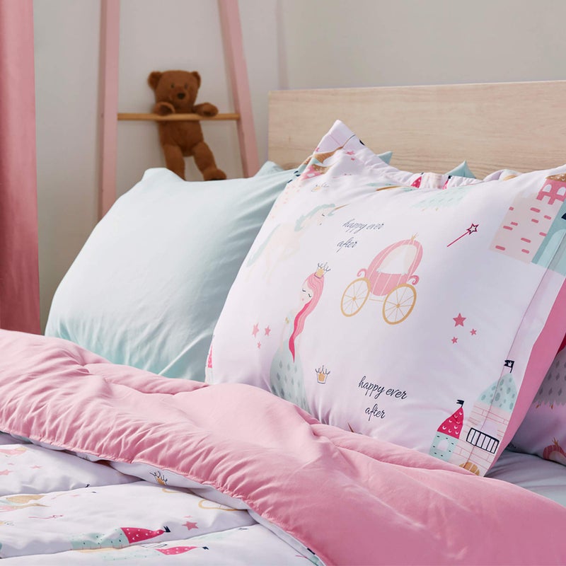 SLEEP ZONE Kids Bedding Twin Comforter Set - Super Soft & Cute Printed 2-Piece Comforter Set All Seasons for Boys, Girls, Fade Resistant, Machine Washable, Princess Castle - Image 2