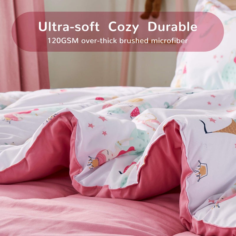SLEEP ZONE Kids Bedding Twin Comforter Set - Super Soft & Cute Printed 2-Piece Comforter Set All Seasons for Boys, Girls, Fade Resistant, Machine Washable, Princess Castle - Image 3