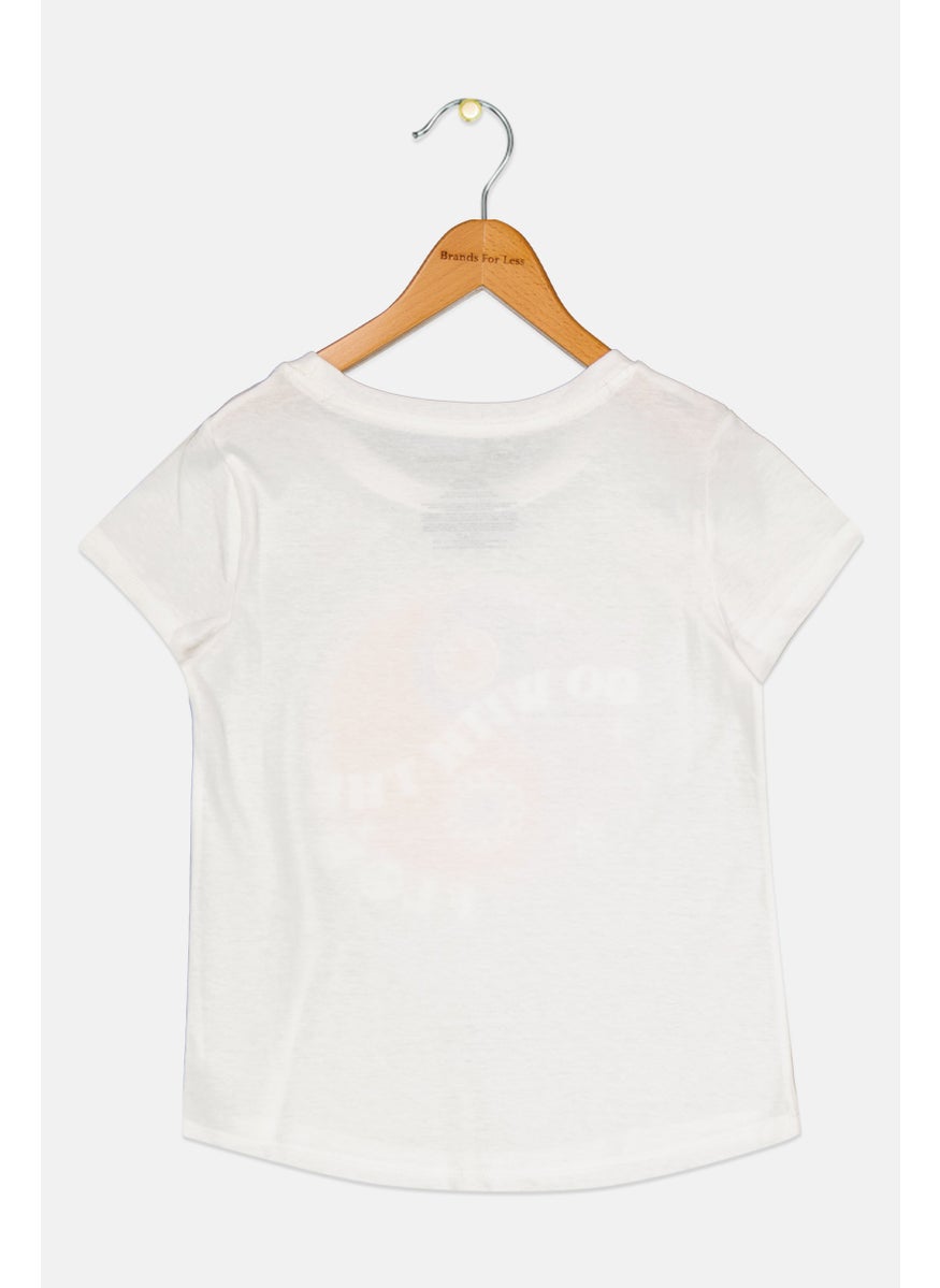 LUCKY BRAND - Kids Girls Crew Neck Graphic Print T-shirt, White - Image 1