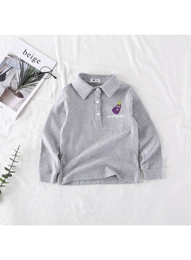 Children's Clothing Kidsren's Long-sleeved Printed Shirt Spring & Fall New White Polo Shirt Boys And Girls Preppy Lapel Top