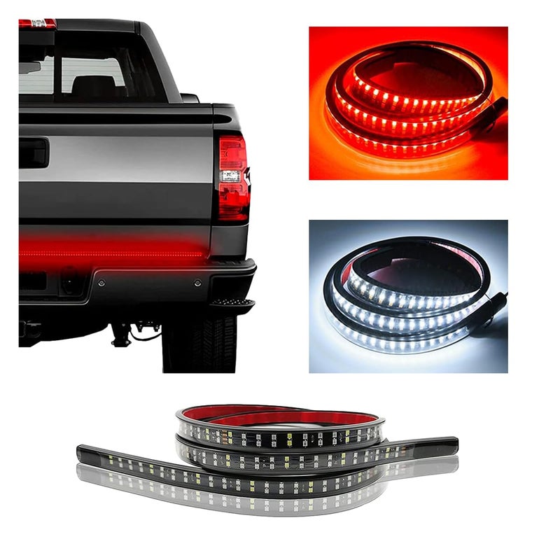 47 LED Tailgate Light Bar IP67 Double Row LED Tail Strip Turning Signals Lights Red Brake Running White Reverse Lights with Connector Wire Universal Rear Light Bar for Pickup Trailer SUV RV Van