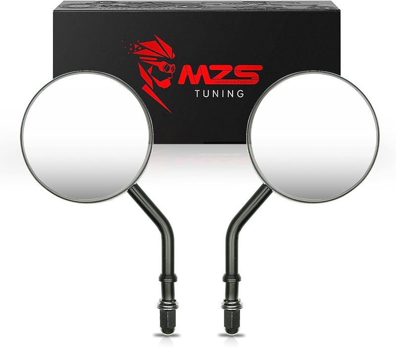 MZS Motorcycle Mirrors - 3" Round Black Rear View Mirrors for Harley Models - Image 1