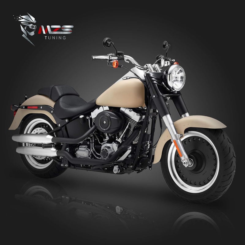 MZS Motorcycle Mirrors - 3" Round Black Rear View Mirrors for Harley Models - Image 2