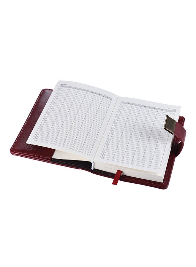 NIBEMINENT A7 Notebook Journal With Password Lock Wine Red/White/Brown - Image 2