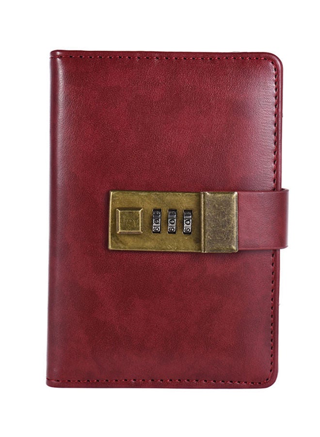 NIBEMINENT A7 Notebook Journal With Password Lock Wine Red/White/Brown - Image 1