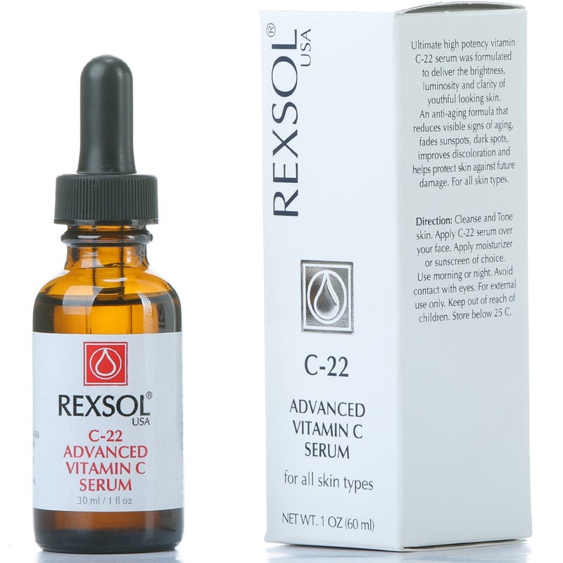 REXSOL 22 ADVANCED VITAMIN C SERUM With Hyaluronic Acid Ferulic Acid Rosemary Vitamin E Best AntiAging Formulation Reduce Visible Signs of Aging Dark Spots 30 ml 1 fl oz - Image 2