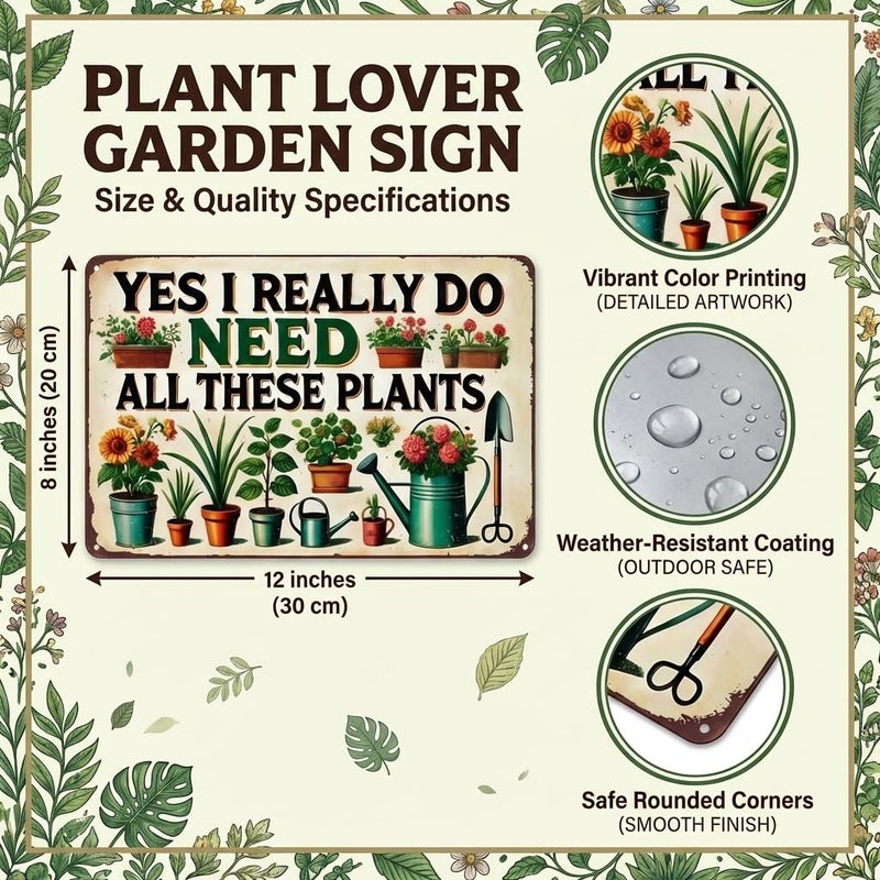 Bestylez Garden Gifts I Really Need All These Plants Vintage Gardening Signs for Home Garden Greenhouse Living Room Bedroom Yard Outdoor Decor 8X12 Inch (3362) - Image 2