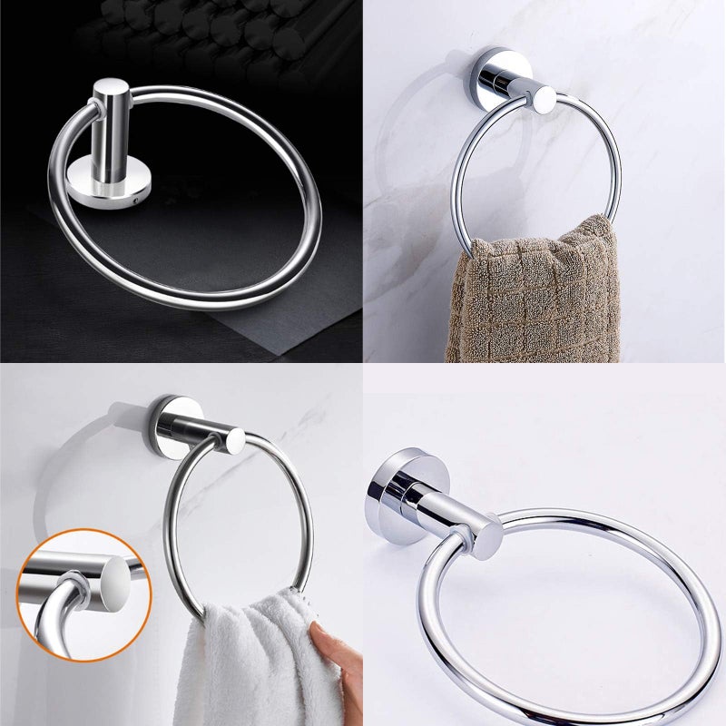Towel Ring, Bath Accessories, Glossy Steel Bathroom Towel Holder , Diameter 6.3 Inches - Image 2