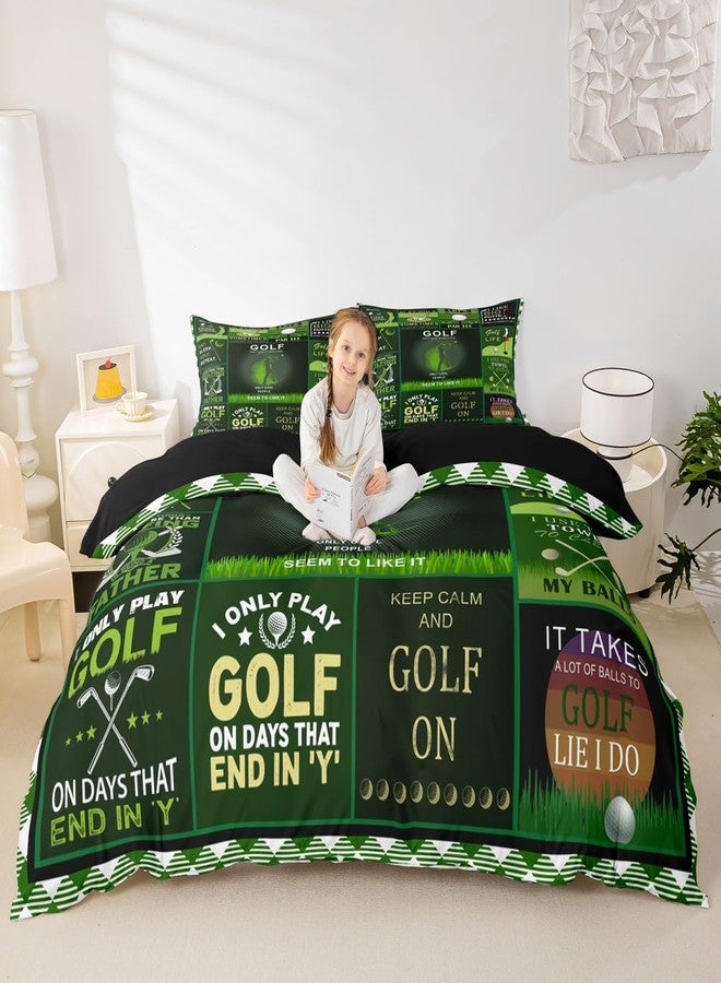 Castle Fairy Men Golf Duvet Cover Set Queen Size Golf Ball Sports Theme Comforter Cover 3Pcs for Kids Boys Adult Bedroom Decor Green Patchwork Plaid Comforter Cover Modern Fashion Quilt Cover,2 Pillowcases - Image 2