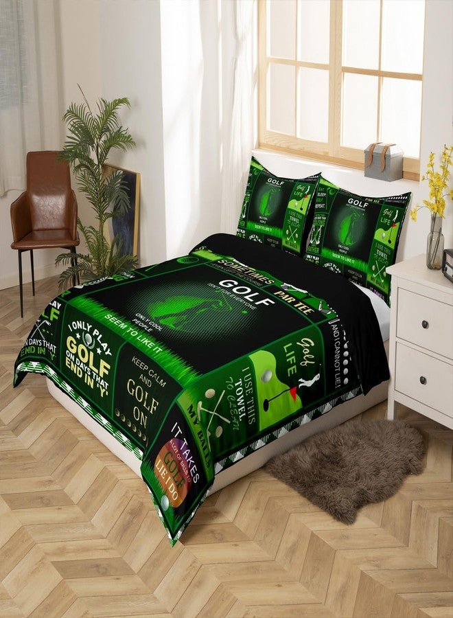 Castle Fairy Men Golf Duvet Cover Set Queen Size Golf Ball Sports Theme Comforter Cover 3Pcs for Kids Boys Adult Bedroom Decor Green Patchwork Plaid Comforter Cover Modern Fashion Quilt Cover,2 Pillowcases - Image 5