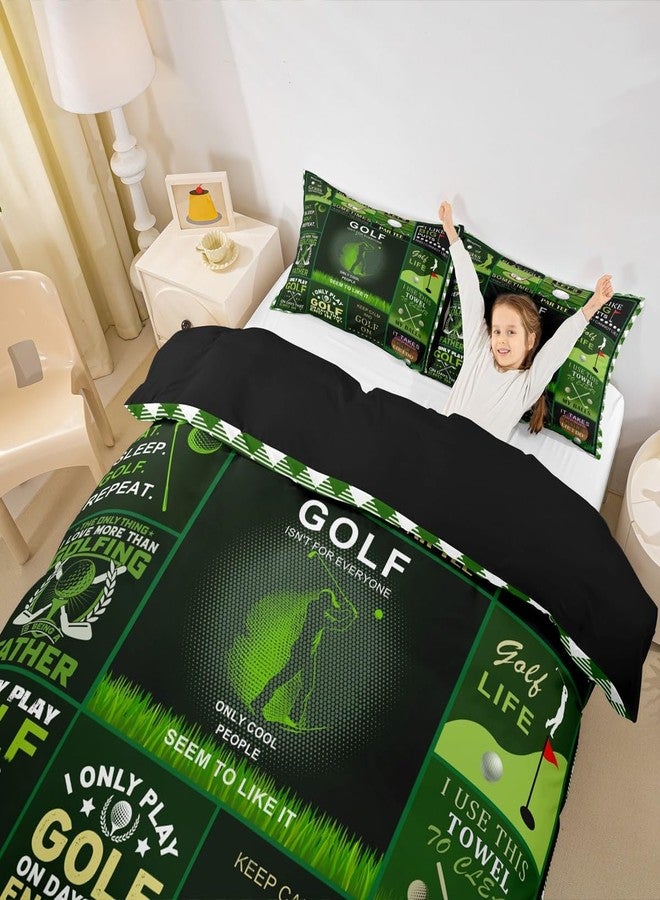 Castle Fairy Men Golf Duvet Cover Set Queen Size Golf Ball Sports Theme Comforter Cover 3Pcs for Kids Boys Adult Bedroom Decor Green Patchwork Plaid Comforter Cover Modern Fashion Quilt Cover,2 Pillowcases - Image 3