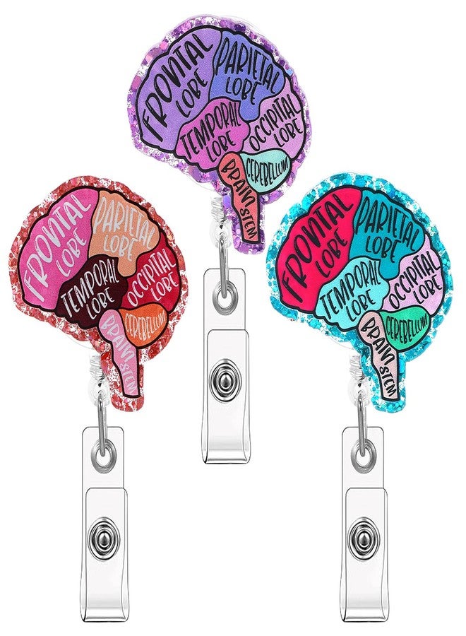 Dimeho 3 Pcs Nurse Badge Reel Retractable Brain Rotatable Organ Flower Clip Organs Name Tag Alligator Clip Hand-Drawn Anatomy Pattern Badges Holder for Nursing Students RN Doctors - Image 1