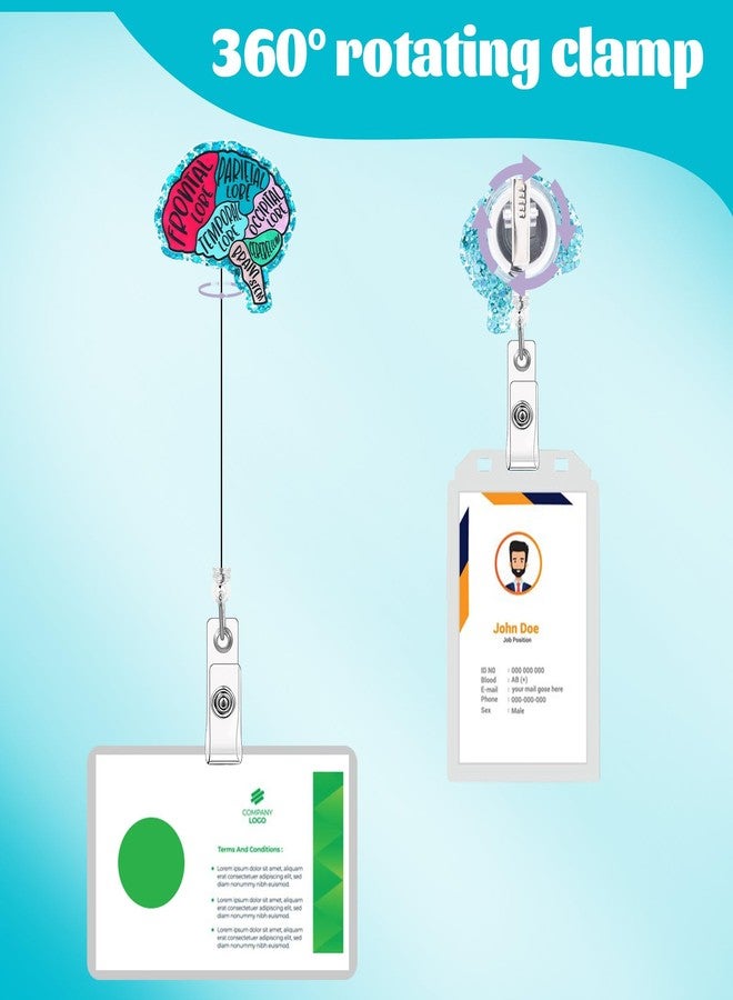 Dimeho 3 Pcs Nurse Badge Reel Retractable Brain Rotatable Organ Flower Clip Organs Name Tag Alligator Clip Hand-Drawn Anatomy Pattern Badges Holder for Nursing Students RN Doctors - Image 3