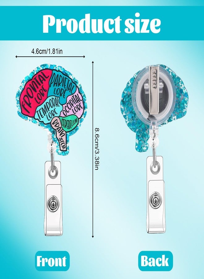 Dimeho 3 Pcs Nurse Badge Reel Retractable Brain Rotatable Organ Flower Clip Organs Name Tag Alligator Clip Hand-Drawn Anatomy Pattern Badges Holder for Nursing Students RN Doctors - Image 2