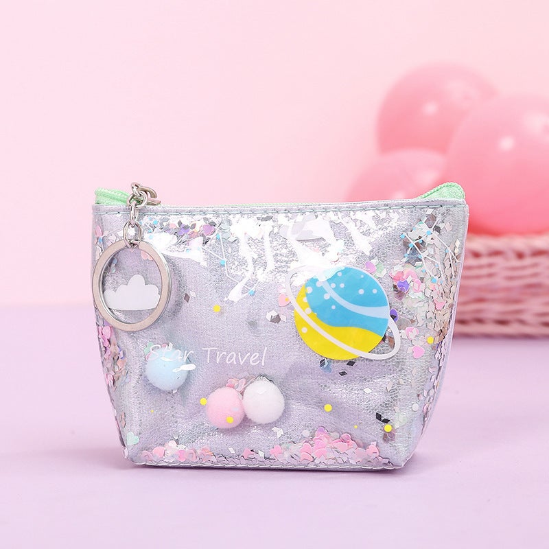 Waterproof Shiny Stationery Box Small coin purse Blue Gray 