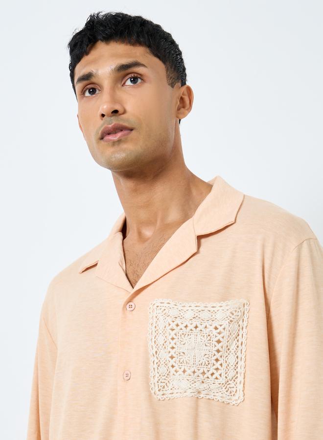 Styli Men Lace Pocket Piping Detail Shirt and Pyjama Set - Image 3