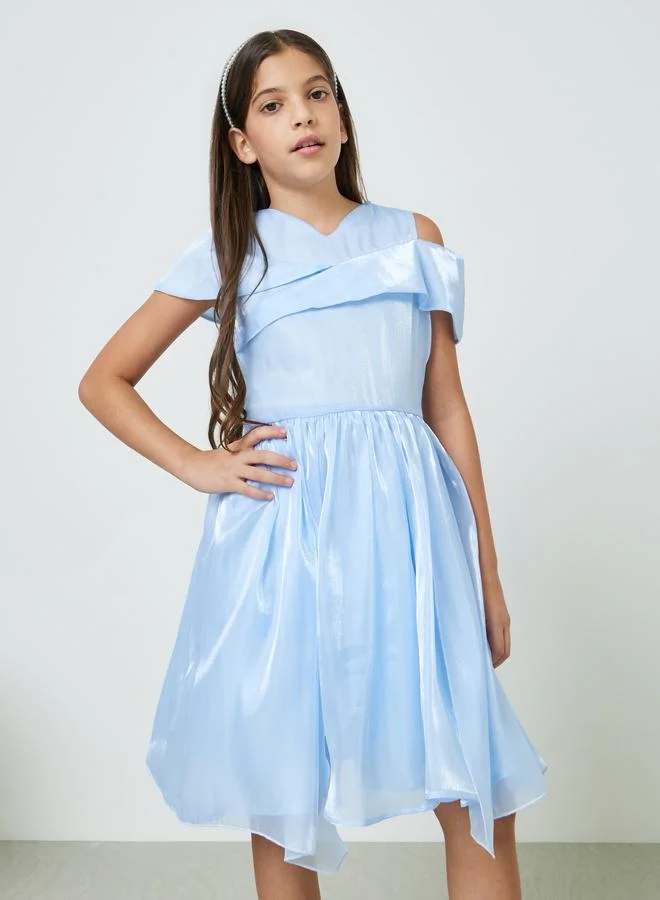 Take Two Girls Blue A-Line Knee-Length Dress