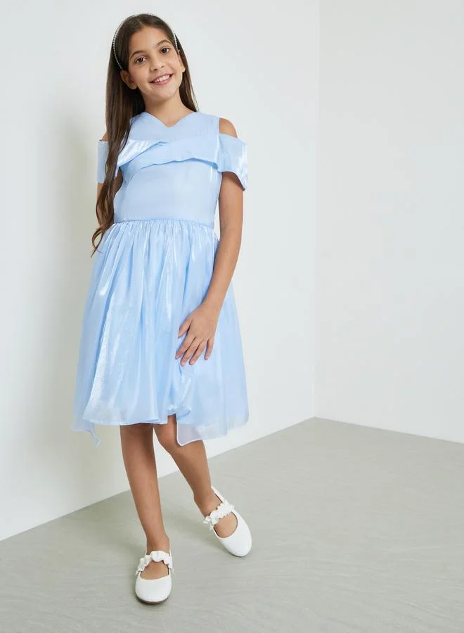 Take Two Girls Blue A-Line Knee-Length Dress