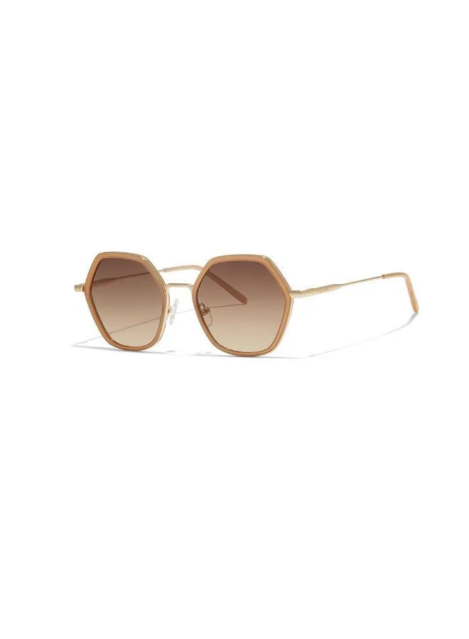 30Sundays Equinox,Women Sunglasses, Geometric Sunglasses, UV Protection: UV400 (Beige,Brown)