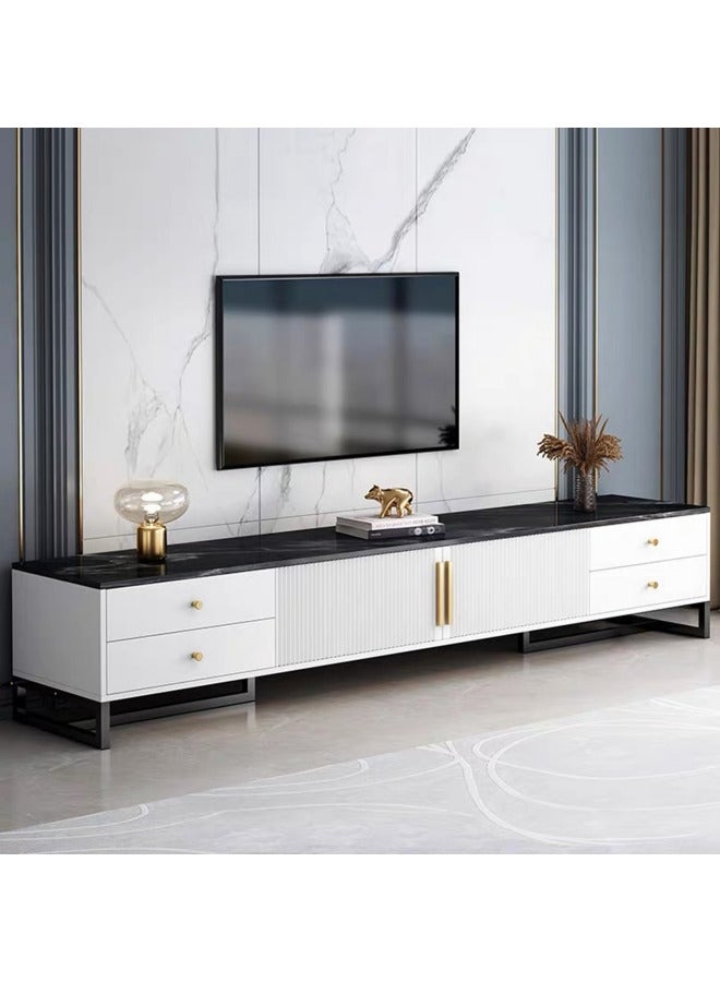 هيكسدريم طاولة تلفزيون، حامل تلفزيون، حامل طاولة تلفزيون مع 4 أدراج وبابين 140 × 30 × 40 سم، مناسبة لغرفة المعيشة وغرفة الاستقبال - Image 1