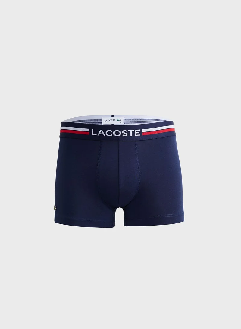 LACOSTE 3 Pack Logo Band Trunks