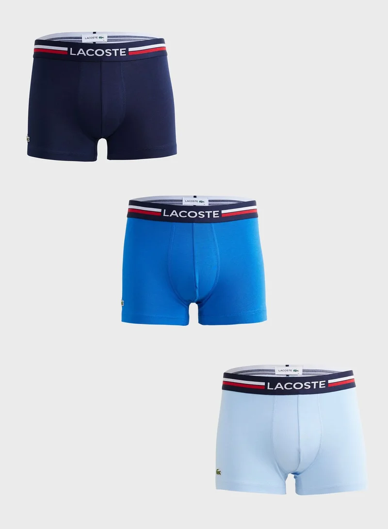 LACOSTE 3 Pack Logo Band Trunks
