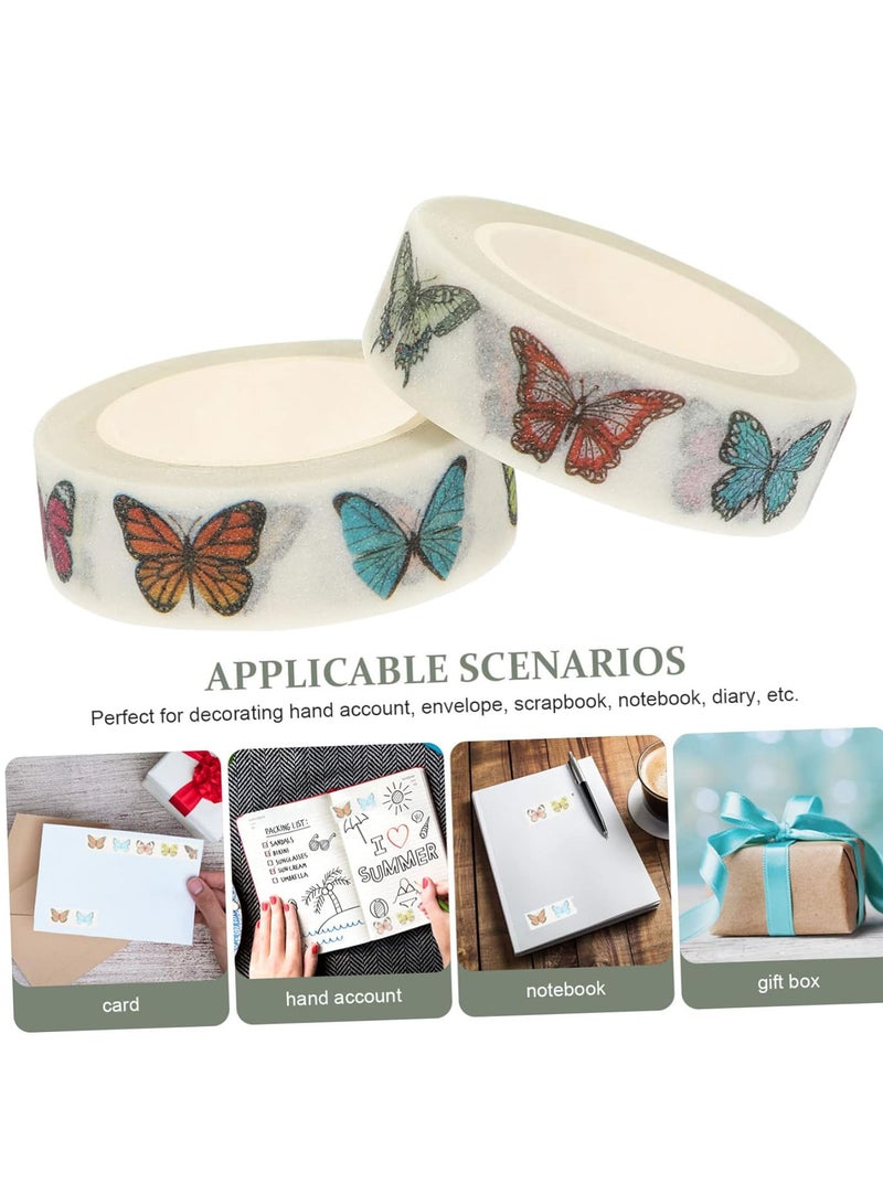 GGOOT 2 Rolls Butterfly Frosted Sticker Homemade Stickers Kids Washi Tape Sticker Labels Notebook Adhesive Paper Material Vintage Scrapbook Supplies Roll Washi Tape Hand Account Decals Assorted Color - Image 3