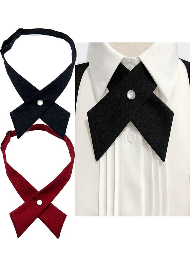 Peachjoy Cross Tie, Tie for Men Women Adjustable Criss-Cross Bowtie School Uniform Pre Tied Bows Girls Neck Tie Accessories Work Tie Adjustable School Uniform Business Bow Tie Perfect for Party Shirt (2 Pcs) - Image 1