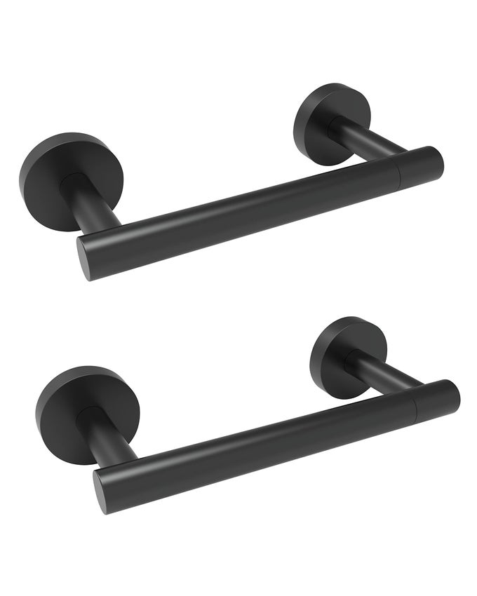 MATTE BLACK 2 PACK TOILET PAPER HOLDER SUS304 STAINLESS STEEL DOUBLE POST PIVOTING TOILET PAPER ROLL HOLDER WALL MOUNTED TOILET TISSUE HOLDER FOR COMMERCIAL BATHROOM RV