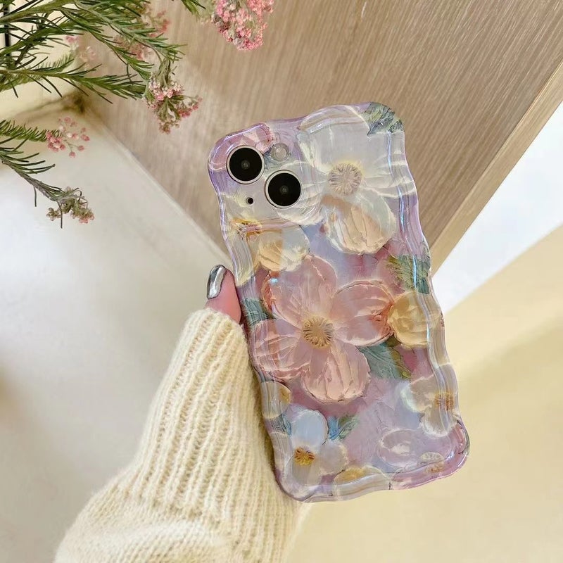 Art Oil Painting Flower 16E For 15Pro Max Mobile Phone Case Apple 13 Female 12Pro Wave 11 Drop Protection - Image 5