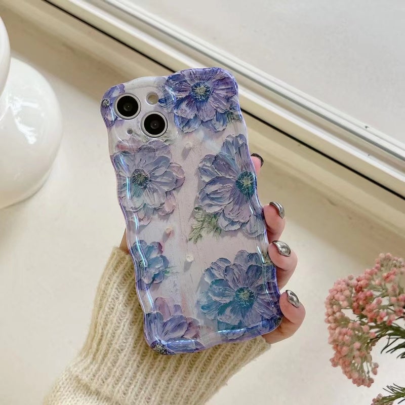 Art Oil Painting Flower 16E For 15Pro Max Mobile Phone Case Apple 13 Female 12Pro Wave 11 Drop Protection - Image 2