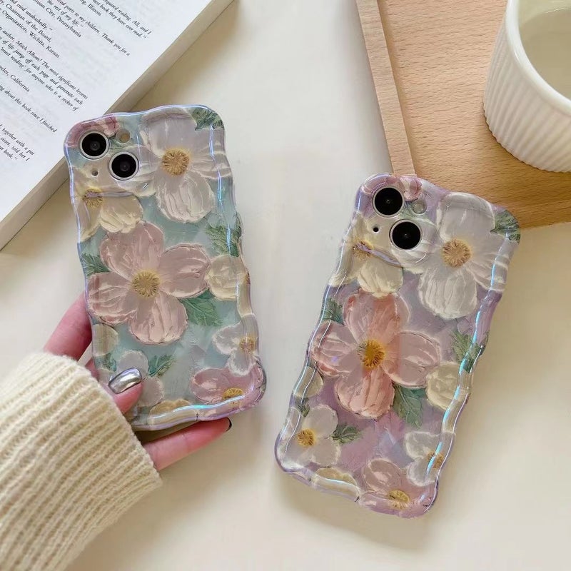 Art Oil Painting Flower 16E For 15Pro Max Mobile Phone Case Apple 13 Female 12Pro Wave 11 Drop Protection - Image 3