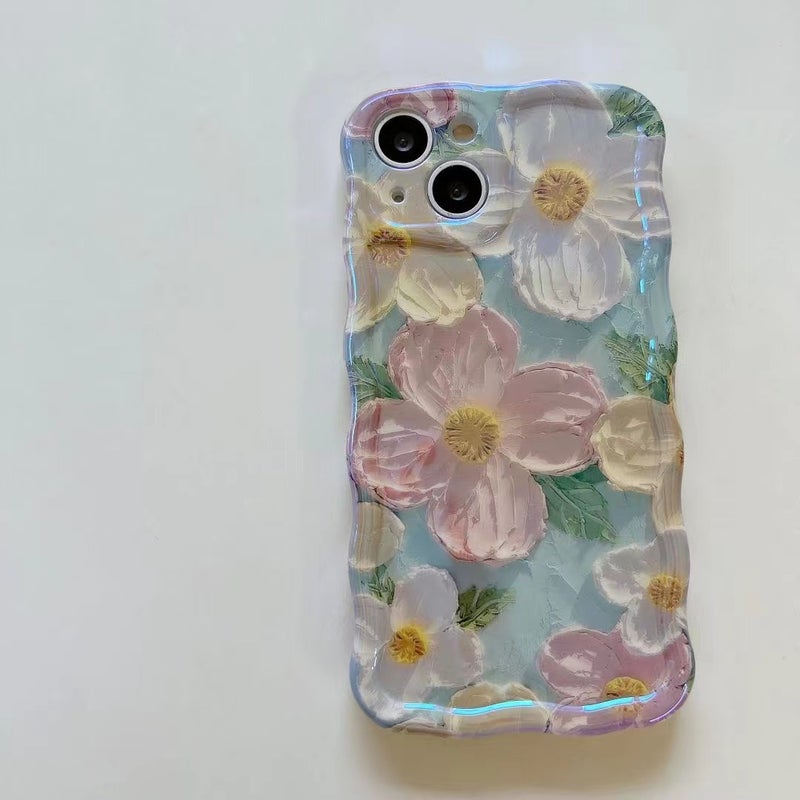 Art Oil Painting Flower 16E For 15Pro Max Mobile Phone Case Apple 13 Female 12Pro Wave 11 Drop Protection - Image 4