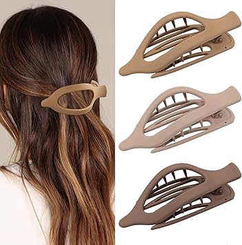 Blooms Large Hair Clips 3 Pcs Hair Claw Clip NonSlip Side Slid Flat Hair Clips Strong Hold Crocodile Clips Hair Accessories for Women Girls for Thick Fine Hair for Wedding Holiday - Image 1