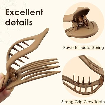 Blooms Large Hair Clips 3 Pcs Hair Claw Clip NonSlip Side Slid Flat Hair Clips Strong Hold Crocodile Clips Hair Accessories for Women Girls for Thick Fine Hair for Wedding Holiday - Image 4