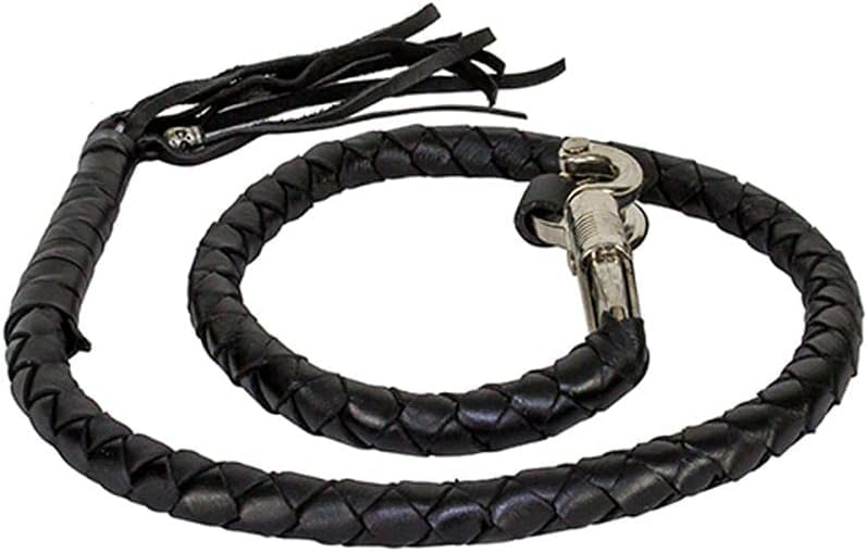 GARGOYLE BELLS 42 Genuine Leather Motorcycle Get Back Whips Bikers Whips with Stylish Fringes Premium Handlebar Accessories for Bikers - Image 1