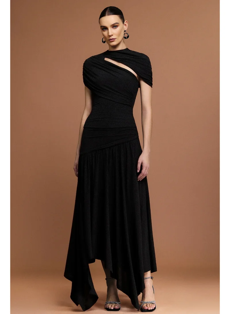 Bella Barnett Gaki Short Sleeves Asymmetric Folds Top And Skirt Two-Piece Set