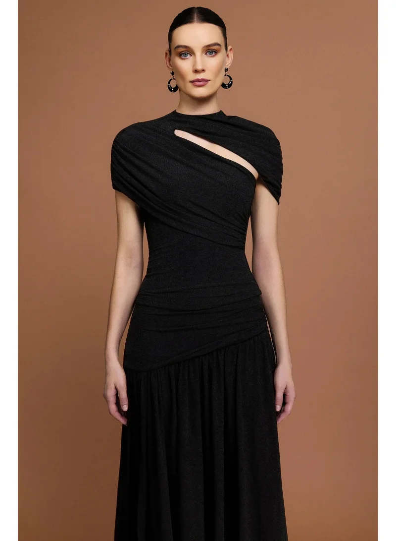 Bella Barnett Gaki Short Sleeves Asymmetric Folds Top And Skirt Two-Piece Set