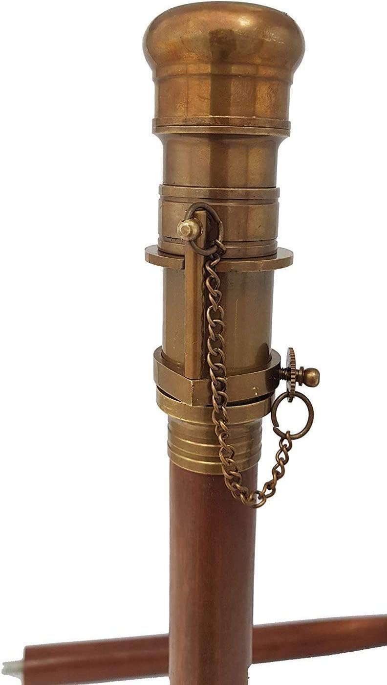 THOR INSTRUMENTS Beautiful Nautical Antique Finish Walking Stick Telescope Collectible Wooden Cane with Brass Telescope Handle Rustic Vintage Home Decor Gifts - Image 2