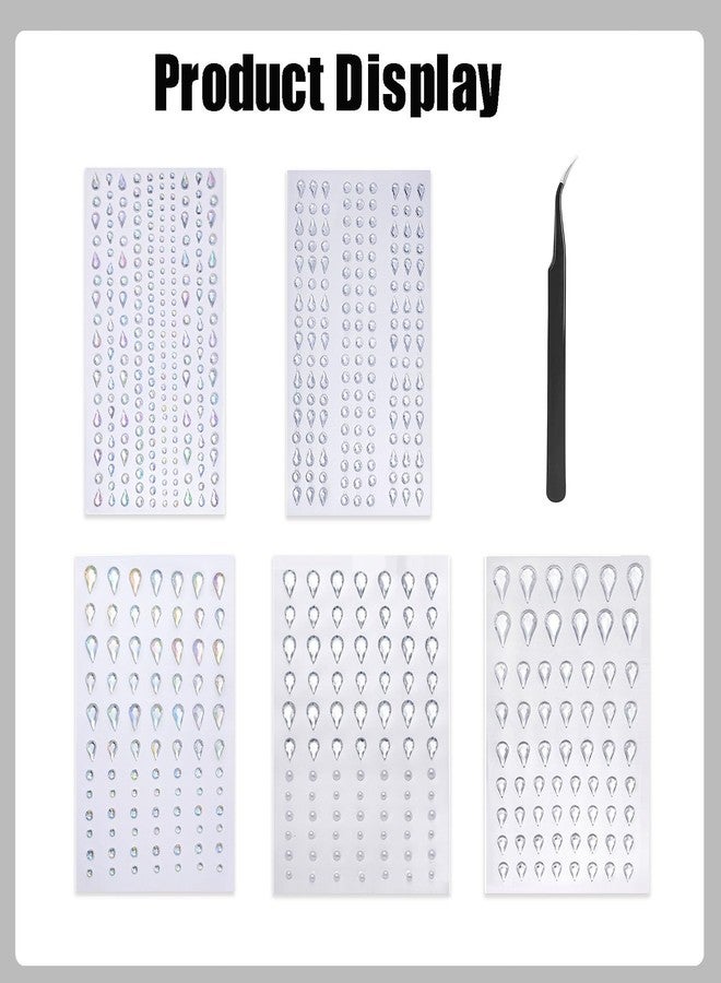 Furimuk Face Gems Self-Adhesive Water Drop Rhinestone Jewels Stickers for Makeup, Teardrop Stick-on Pearls Hair Gems for Women Festival, Hair, Eye, Nail, Body Decorations Accessory - Image 2