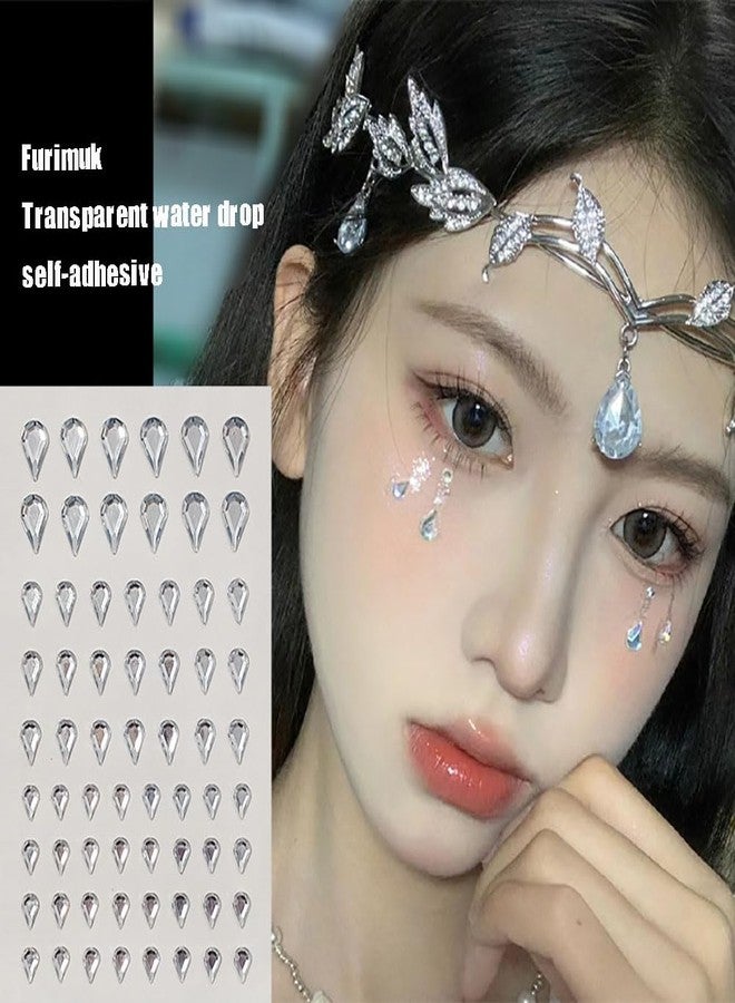Furimuk Face Gems Self-Adhesive Water Drop Rhinestone Jewels Stickers for Makeup, Teardrop Stick-on Pearls Hair Gems for Women Festival, Hair, Eye, Nail, Body Decorations Accessory - Image 3