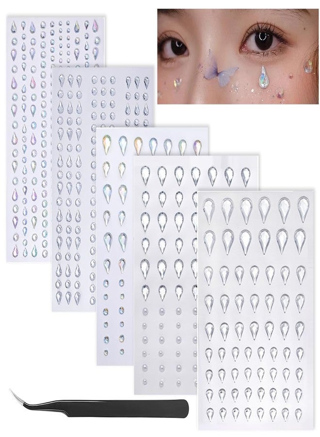 Furimuk Face Gems Self-Adhesive Water Drop Rhinestone Jewels Stickers for Makeup, Teardrop Stick-on Pearls Hair Gems for Women Festival, Hair, Eye, Nail, Body Decorations Accessory - Image 1