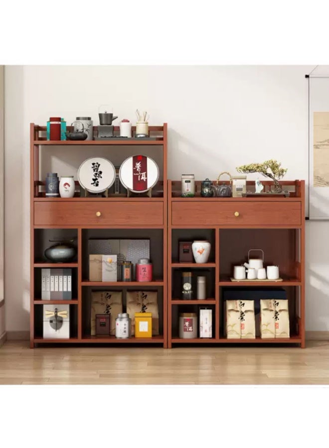 LINGWEI Bamboo Bookshelf Cabinet 52x110x30cm Narrow Vertical Bookcase Freestanding Storage - Image 2