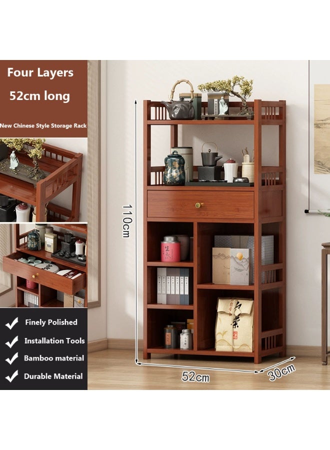 LINGWEI Bamboo Bookshelf Cabinet 52x110x30cm Narrow Vertical Bookcase Freestanding Storage - Image 3